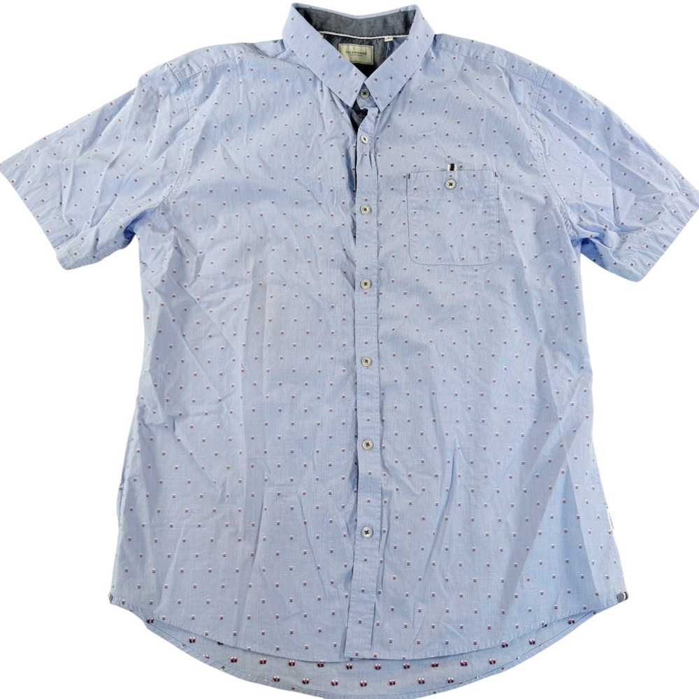 7Diamonds Button Down Shirt Mens XL Blue Geometric Short Sleeve SMK-6049